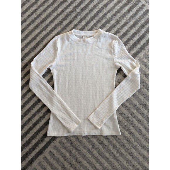 Anthropologie Tops - Anthropologie Pilcro White Textured Rib Long Sleeve Top Women’s S